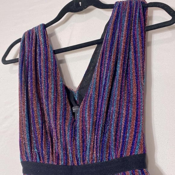 BCBGMaxAzria Metallic Stripe Pleated Gown Purple XXS - Picture 11 of 16